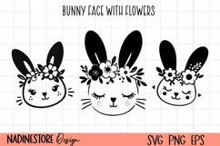 Baby bunny face with flowers SVG, EPS, PNG. Product Image 1