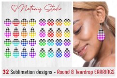 32 BUFFALO PLAID Round &amp; Teardrop EARRINGS Designs. Product Image 1