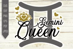 Gemini Queen Svg. Zodiac Sign Birthday. Horoscope dxf, png Product Image 2