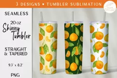 Tangerine Tumbler Sublimation. Fruit 20oz Skinny Design Product Image 1
