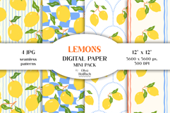 Summer Lemon Digital Papers. Mediterranean Seamless Patterns Product Image 1