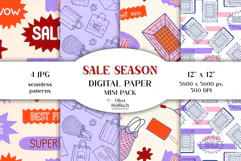 Sale Promotion Seamless Patterns. Shopping Digital Papers Product Image 1