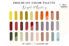 Vintage Procreate Palette. Rich Mysterious Color Swatches Product Image 1