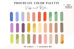 Bright Procreate Palette. Cheerful Retro Color Swatches Product Image 1