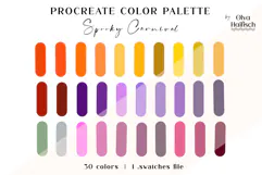 Halloween Procreate Palette. Vibrant Spooky Color Swatches Product Image 1