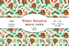 Winter Botanical Digital Paper. Christmas Seamless Pattern Product Image 1