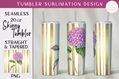 Pink Floral Tumbler Sublimation. 20oz Gold Glitter Wrap PNG Product Image 1