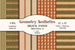 4 Geometric Seamless Patterns. Cozy Stripes and Plaid Papers Product Image 1