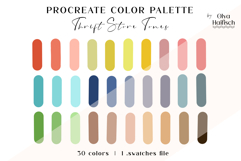Vintage Procreate Palette. Bright Nostalgic Color Swatches Product Image 1