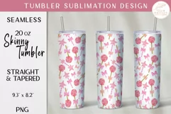 Candy Tumbler Sublimation. 20 oz Cute Pink Tumbler Wrap PNG Product Image 1