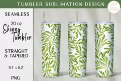 Green Leaves Tumbler Sublimation. 20oz Tumbler Wrap PNG Product Image 1