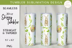 Cute Rabbit Tumbler Wrap PNG. Watercolor 20oz Sublimation Product Image 1