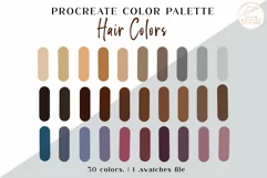 Hair Procreate Swatches. Natural & Dyed Hair Color Palette Product Image 1