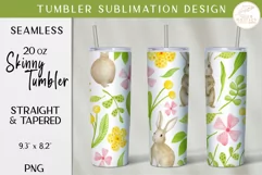 Rabbit Tumbler Wrap PNG. Floral 20oz Sublimation Design Product Image 1