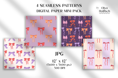 4 Cute Ribbon Bow Digital Papers. Coquette Seamless Patterns Product Image 2