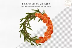 Christmas Wreath Clipart. Watercolor Round Winter Frame PNG Product Image 2