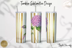 Pink Floral Tumbler Sublimation. 20oz Gold Glitter Wrap PNG Product Image 2