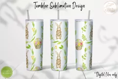 Cute Rabbit Tumbler Wrap PNG. Watercolor 20oz Sublimation Product Image 3