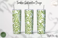 Green Leaves Tumbler Sublimation. 20oz Tumbler Wrap PNG Product Image 2
