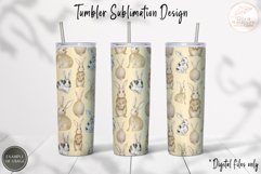 Watercolor Rabbit Tumbler Sublimation. Bunny 20oz Wrap PNG Product Image 3