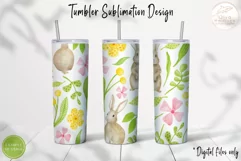 Rabbit Tumbler Wrap PNG. Floral 20oz Sublimation Design Product Image 3