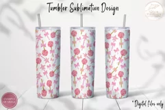 Candy Tumbler Sublimation. 20 oz Cute Pink Tumbler Wrap PNG Product Image 3