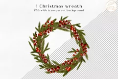 Watercolor Christmas Wreath Clipart. Winter Fir Branches PNG Product Image 2