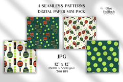 Padel Ball &amp; Racket Digital Papers. Sports Seamless Patterns Product Image 2
