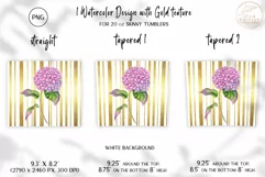 Pink Floral Tumbler Sublimation. 20oz Gold Glitter Wrap PNG Product Image 3