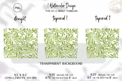 Green Leaves Tumbler Sublimation. 20oz Tumbler Wrap PNG Product Image 3