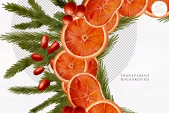 Watercolor Christmas Wreath PNG. Round Winter Frame Clipart Product Image 3