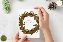 Watercolor Christmas Wreath Clipart. Winter Fir Branches PNG Product Image 4