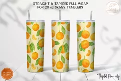 Tangerine Tumbler Sublimation. Fruit 20oz Skinny Design Product Image 4
