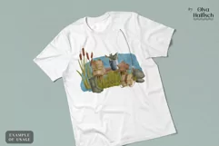 Watercolor Fishing Clipart. Summer Camping Lake Scene PNG Product Image 4