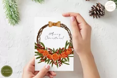 Christmas Wreath Clipart. Watercolor Fir Branches Frame PNG Product Image 4
