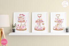 Valentines Clipart. Watercolor Valentine Tiered Tray PNG Set Product Image 6