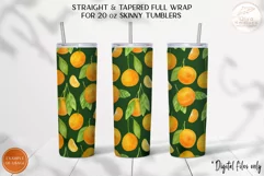Tangerine Tumbler Sublimation. Fruit 20oz Skinny Design Product Image 6