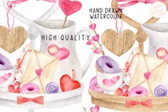 Valentines Clipart. Watercolor Valentine Tiered Tray PNG Set Product Image 4