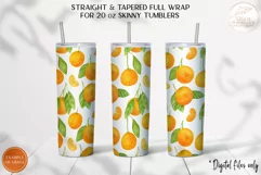 Tangerine Tumbler Sublimation. Fruit 20oz Skinny Design Product Image 5