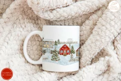 Winter Village Clipart. Countryside Snowy Christmas Houses Product Image 6