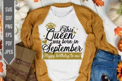 September Birthday Svg. This Queen Was Born In September dxf Product Image 1