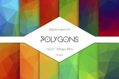 Polygonal backgrounds. Low poly geometric triangles patterns Product Image 1