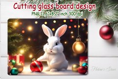Christmas cutting board | Cute rabbit playing with ornaments Product Image 1