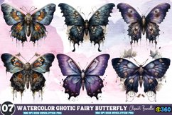 Watercolor Gothic Fairy Butterfly Clipart Bundle Product Image 1