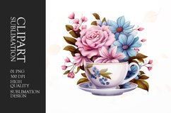 Floral coffee mug watercolor clipart Product Image 1