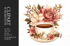 Floral coffee mug watercolor clipart Product Image 1