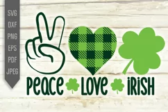 Peace Love Irish Svg. Peace Sign, Buffalo Plaid Heart Clover Product Image 2