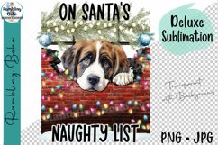 St. Bernard On Santa's Naughty List Sublimation Png Product Image 1