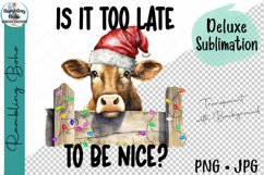 Funny Christmas Cow Nice or Naughty Sublimation Png Product Image 1