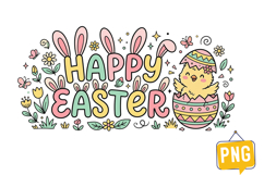 Happy Easter PNG,Happy Easter Sublimation Design Product Image 1